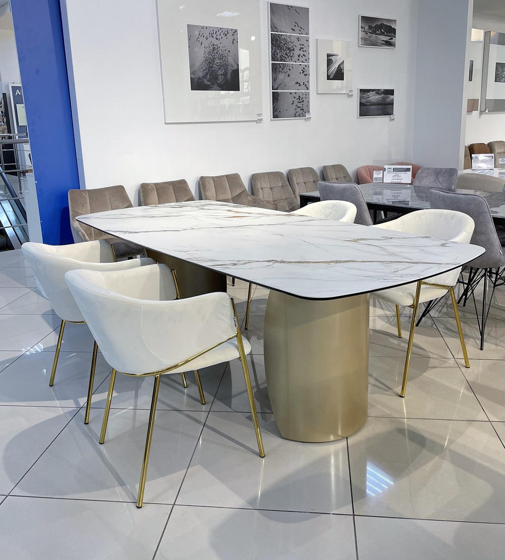 Стол М-City DISAUR Бронте (Bronte) 220 Kl-188 Контрастный мрамор матовый, Итальянская керамика, Шампань