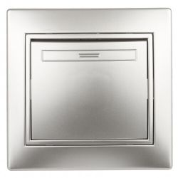 Выключатель Intro Plano 1-101-03 одноклавишный, 10А-250В, IP20, СУ, алюминий