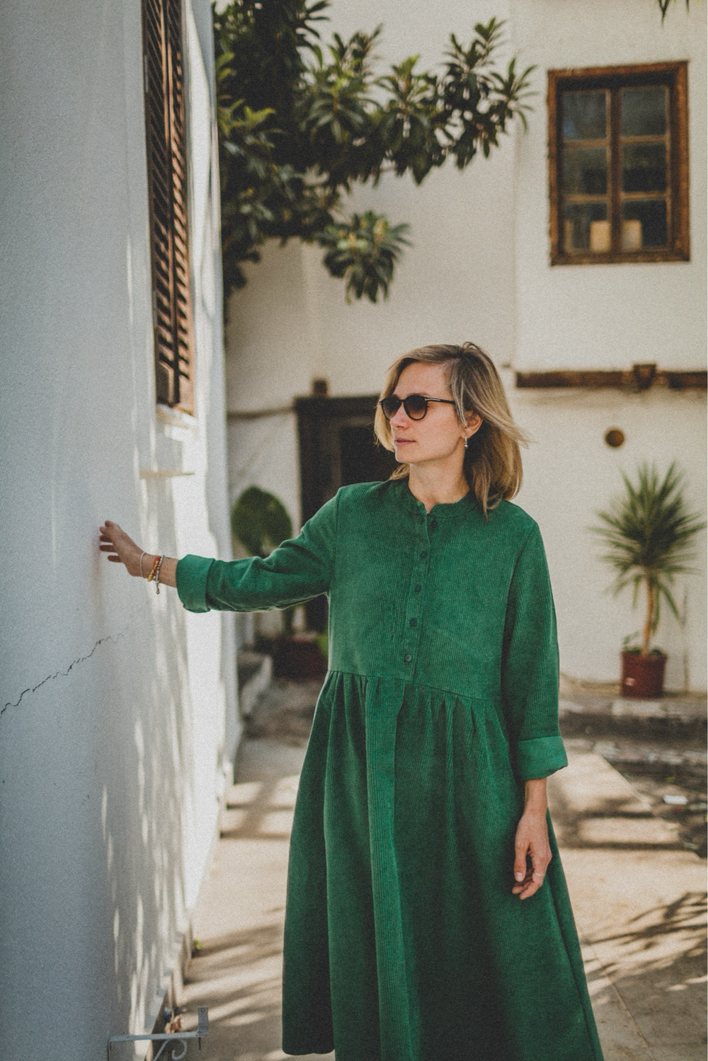 Платье оверсайз, зеленый вельвет