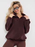 Свитшот кофта молочная флис оверсайз с манжетами