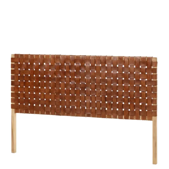 Изголовье Calixta из массива тика и кожи 153x110 см