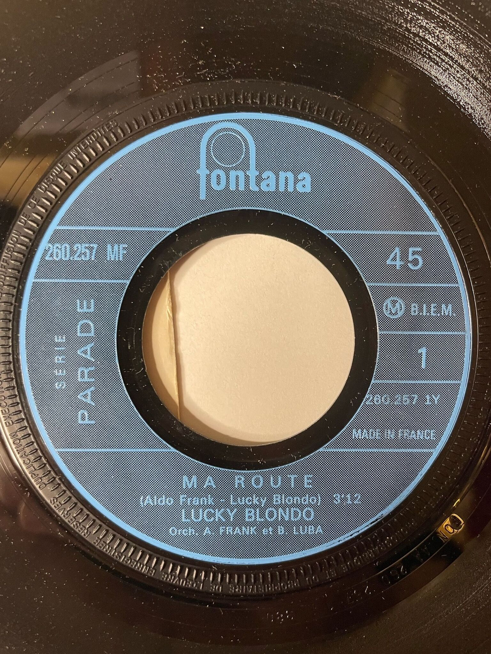Винтажная виниловая пластинка LP Lucky Blondo Ma Route, Sous Les Arcades (France 1969) 7 дюймов