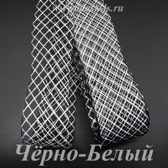 Регилин с белой нитью, черный, ширина 4,5 см