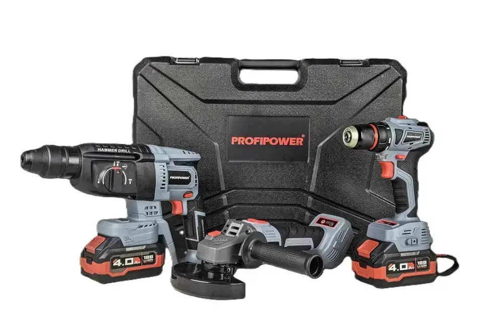 Аккумуляторный бесщеточный набор 3в1 ProfiPower (перфоратор, УШМ, шуруповерт)