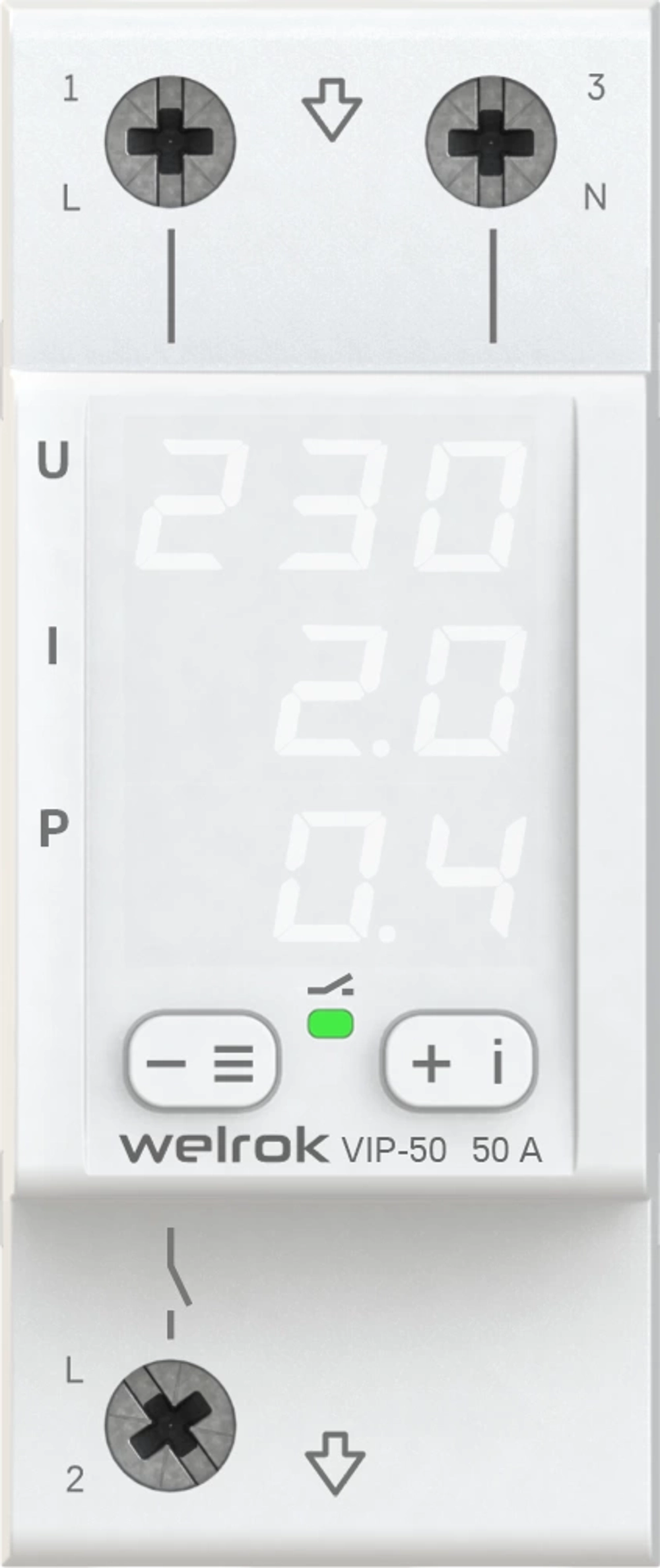 Реле напряжения с контролем тока Welrok VIP-50