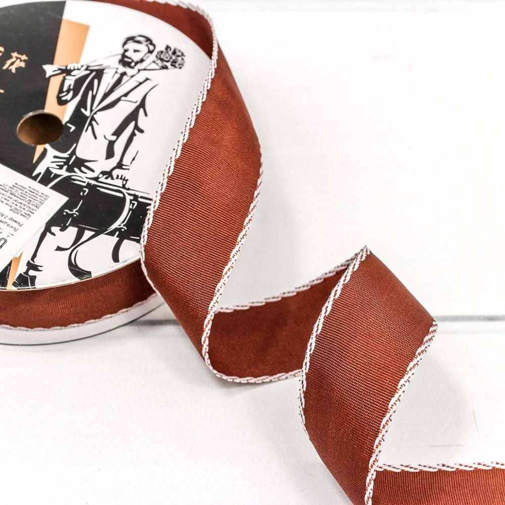 Лента Полиэстер 2,8см х 28м с каймой (Коричневый)