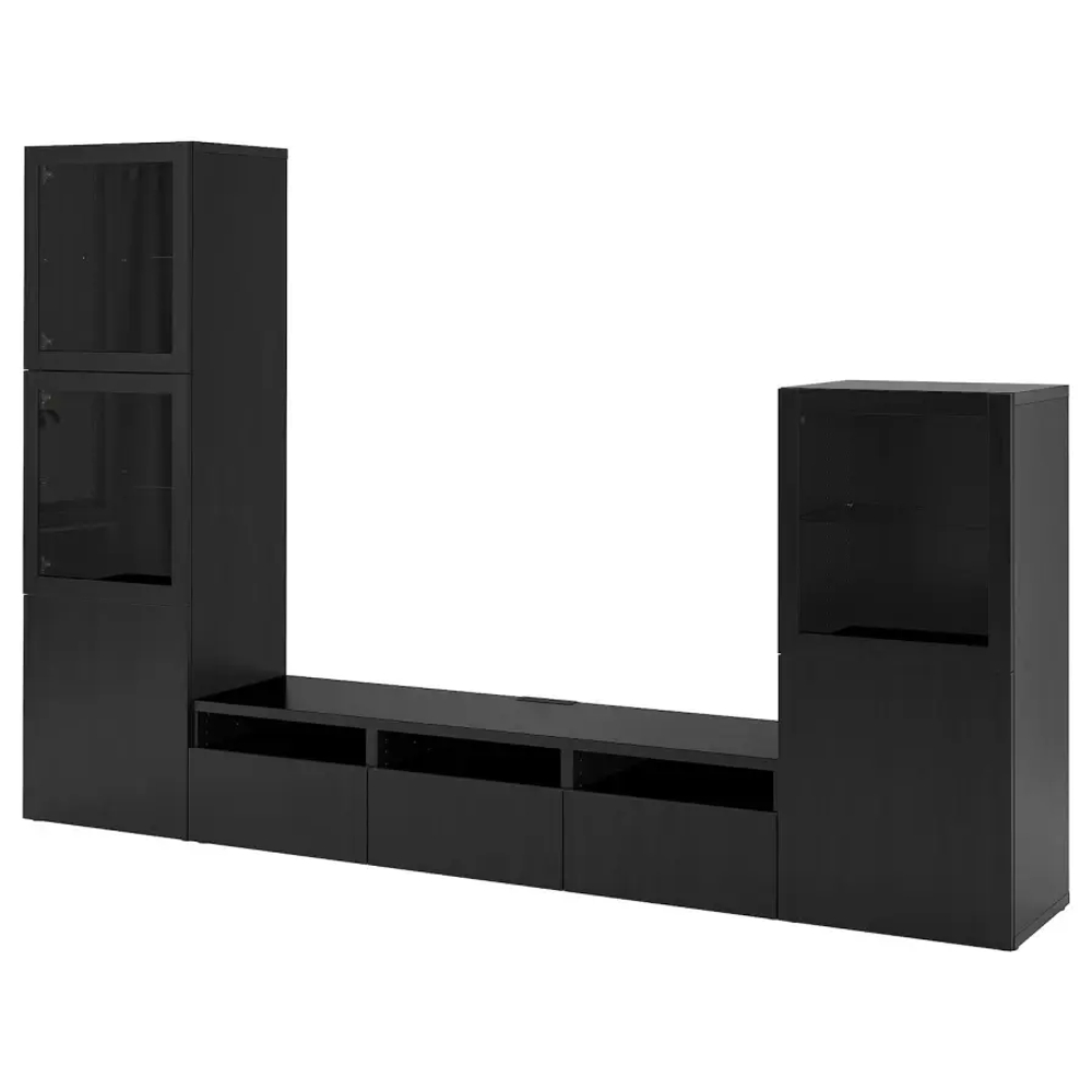 Тумба под телевизор - IKEA BESTÅ/BESTA, 300x42x193 см, черный, Бесто ИКЕА