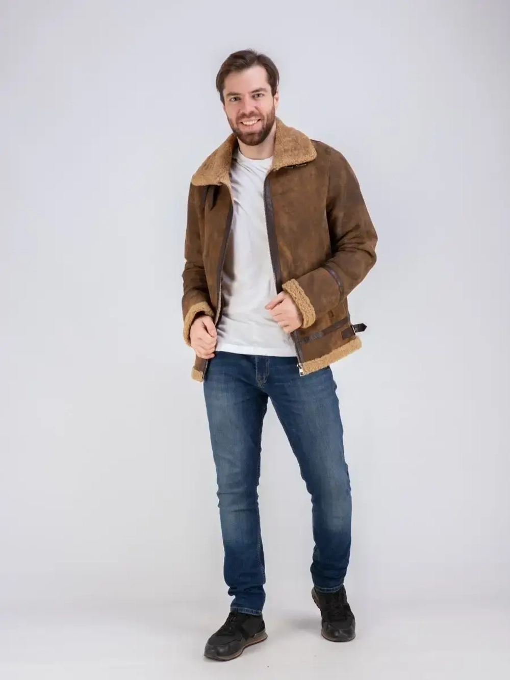 Дубленка мужская натуральная авиатор зимняя Турция