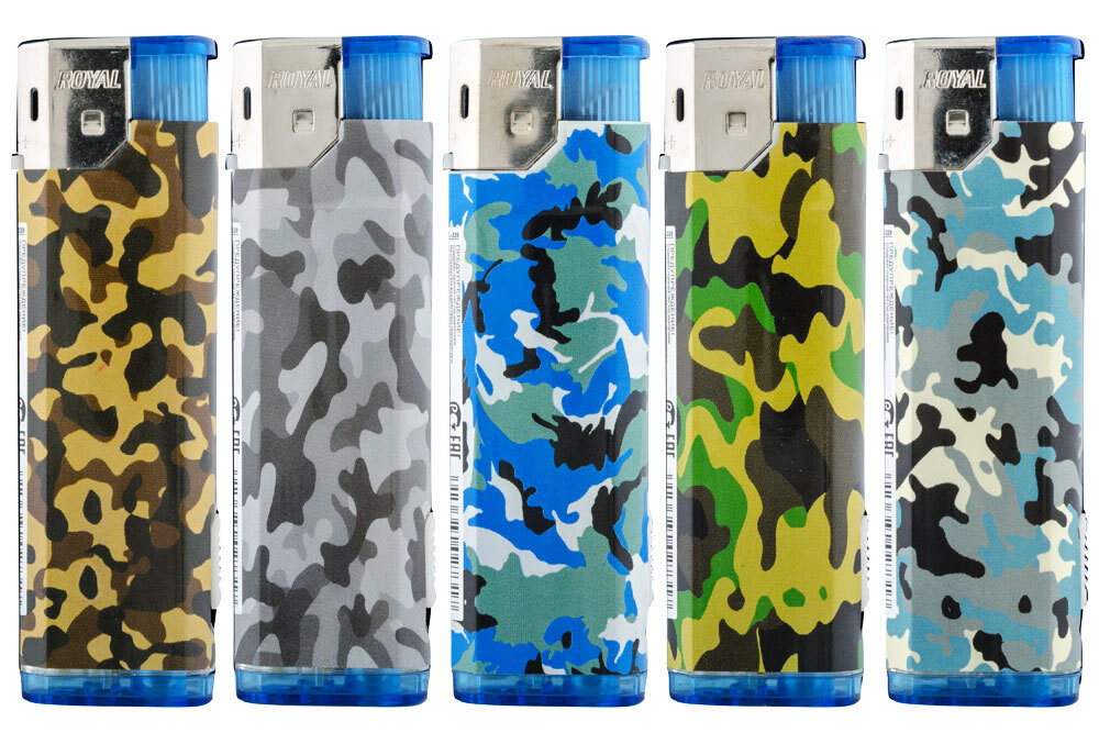 Зажигалки Пьезо с фонарем ROYAL  HL-329 (хакки) (1*50шт*20бл)