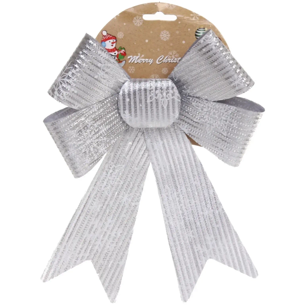 Бант на ёлку «Снежинка» 27*22 см, Серебро