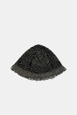 ZARA КЕПКА С БУСИНАМИ И БАХРОМОЙ, ЧЕРНЫЙ