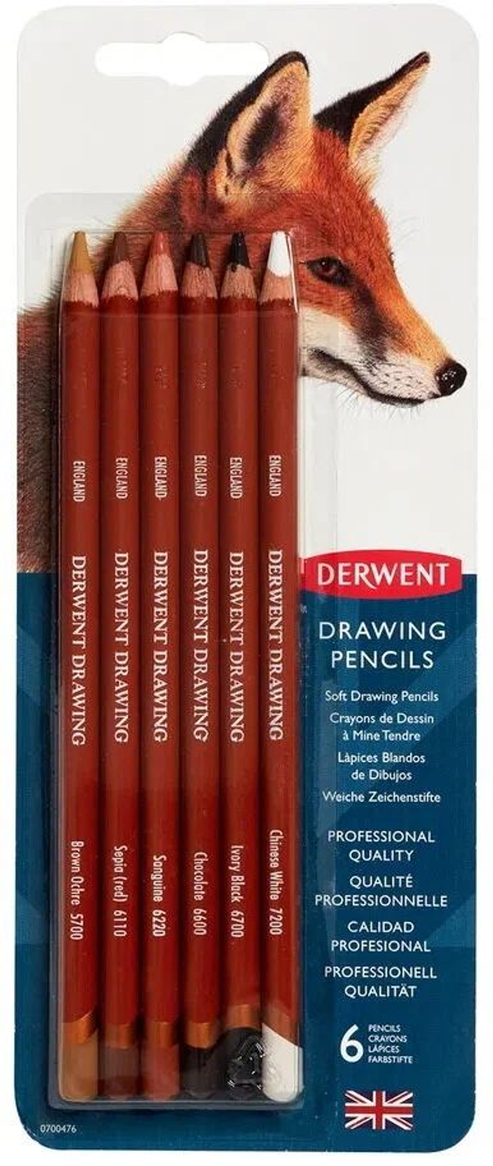 "Derwent Drawing" - художественные цветные карандаши 6 штук. Товар уцененный