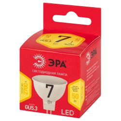 Лампа светодиодная ЭРА RED LINE LED MR16-7W-827-GU5.3 R 7Вт софит теплый белый свет GU5.3 | Лампы cветодиодные Точечные (Софиты) (MR, PAR)