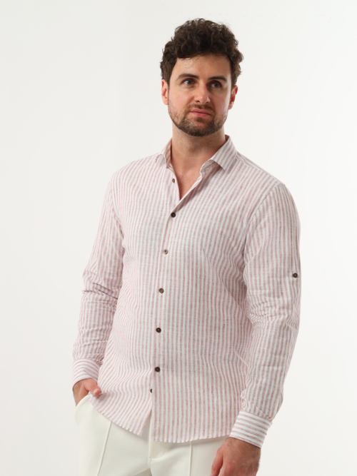 Сорочка мужская ZEER длинный рукав на патах, хлопок, лен, пэ 55915 26