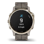 Спортивные наручные часы Garmin Fenix 6s Pro Solar золотистый с серым замшевым ремешком 010-02409-26