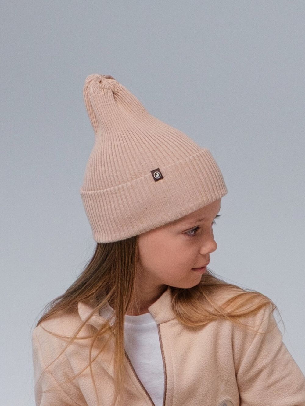 Шапка вязаная-резинка хлопковая КЭП(Сандал)