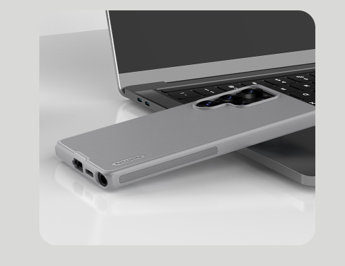 Усиленный противоударный чехол серого цвета (Titanium Gray) от Nillkin для Samsung Galaxy S25 Ultra, серия Super Frosted Shield Pro