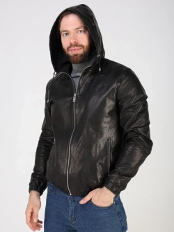 Кожаная куртка демисезонная с капюшоном