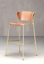Стул барный Scab Design Lisa Wood, сатинированная латунь, орех