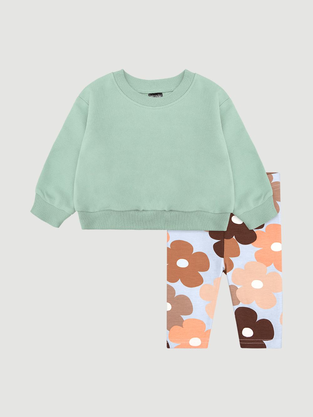 Комплект Mjölk Свитшот Magic Mint/Легинсы Осенние цветы
