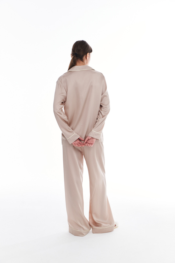 Брюки из тенселя с кантом песочные