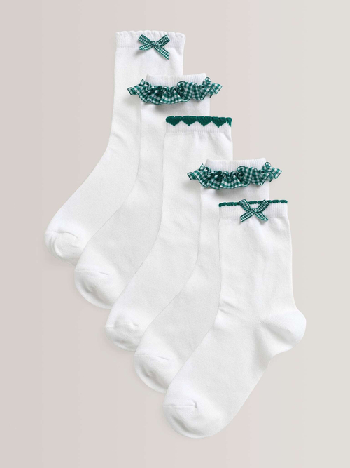 Носки хлопковые школьные для девочки Next A71-614, 5 шт., Белый