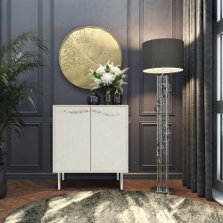 Комод Арт Колор leaves Стайл Сильвер с 2 полками Кремовый белый