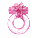 Розовое эрекционное виброкольцо с зайчиком