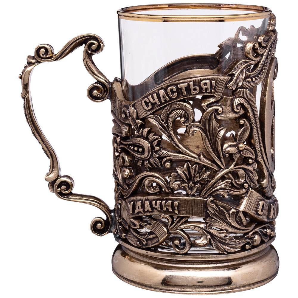 СТАКАН С ПОДСТАКАННИКОМ "ЮБИЛЕЙНЫЙ 65" 250 МЛ