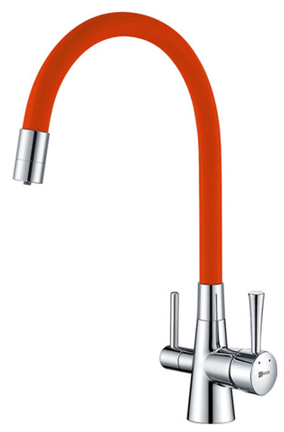 смеситель кухня LEMARK Comfort картридж 35мм, с гибким изл., с подключением фильтра LM3075C-Orange
