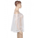 Прозрачная туника с цветочным принтом белая (размер XS-S)