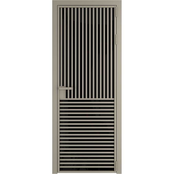 Алюминиевая дверь 17AG никель матовый стекло чёрный триплекс