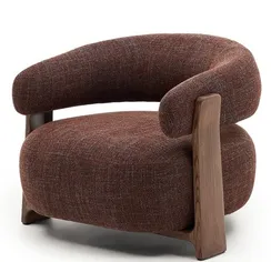 Кресло Granite на 3 ножках, коричневый шенилл, массив ясеня в цвете орех