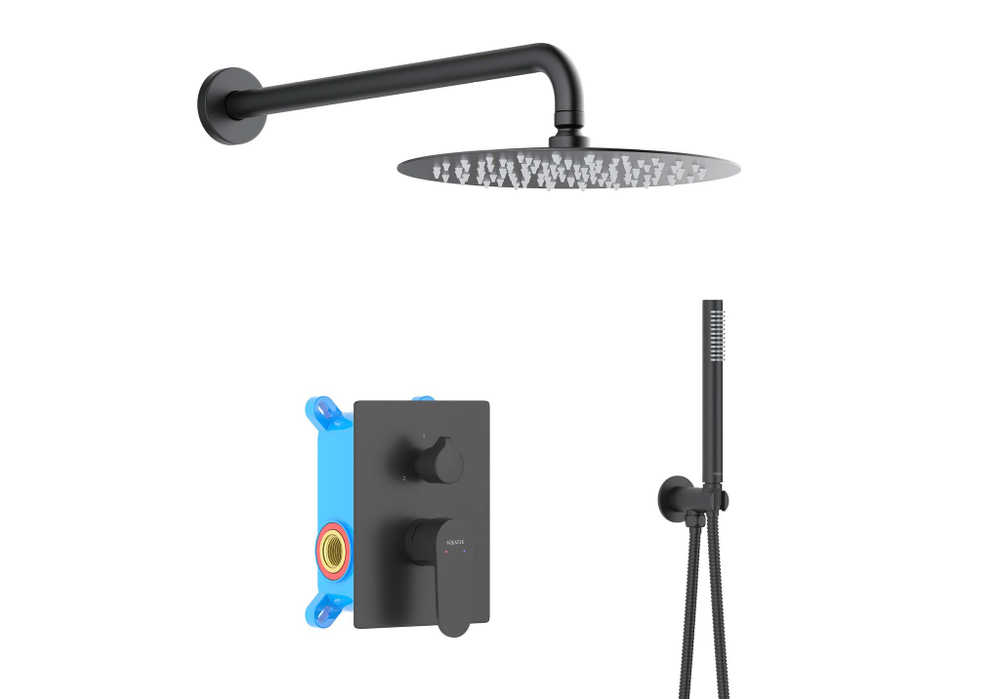Set 3 в 1 душевой комплект AQUATEK, матовый черный AQ1272MB ОБЕРОН