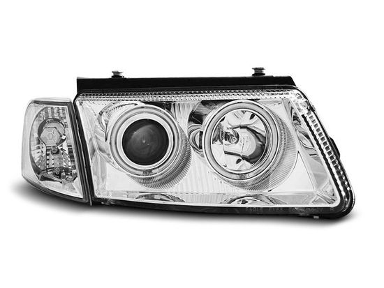 Передние фары VW Passat B5 angel eyes ccfl chrome