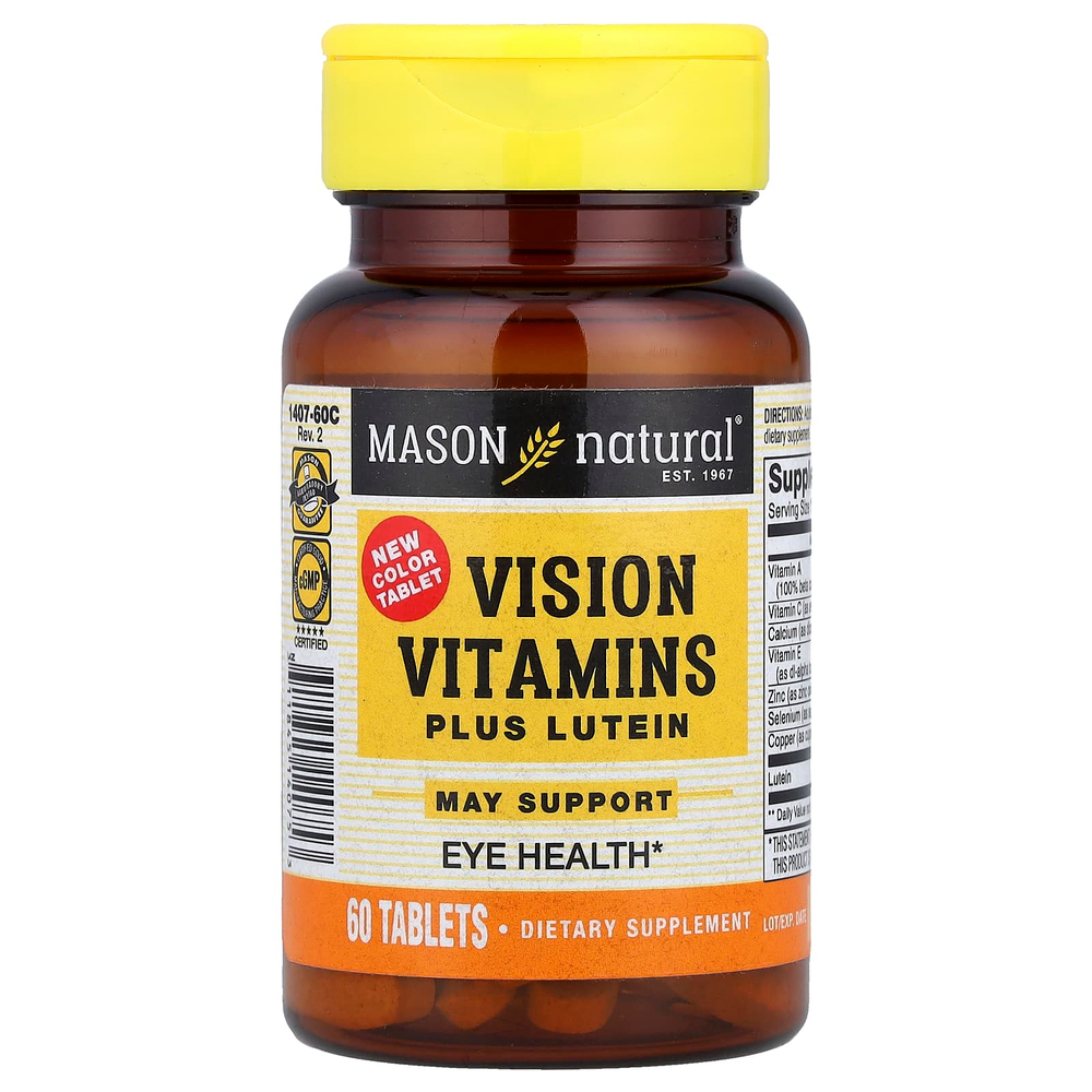 Mason Natural, витамины для зрения с лютеином, 60 таблеток