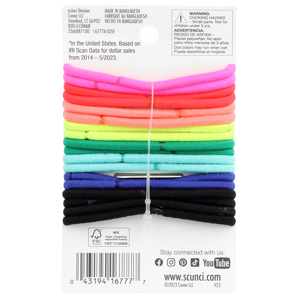 Scunci, Резинки No Damage®, для всех волос, средней фиксации, разные цвета, 18 шт.