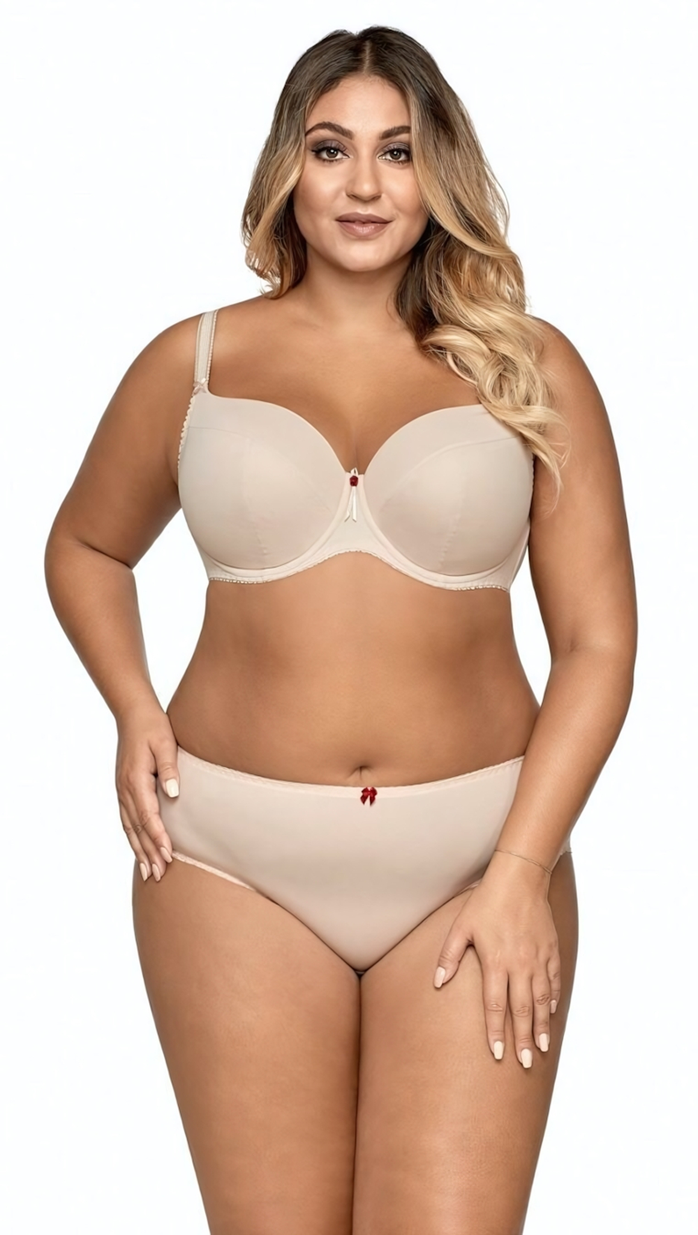 Элегантный бюстгальтер с уплотненными чашками из нежной микрофибры (Размер: 75E) (Цвет: бежевый)