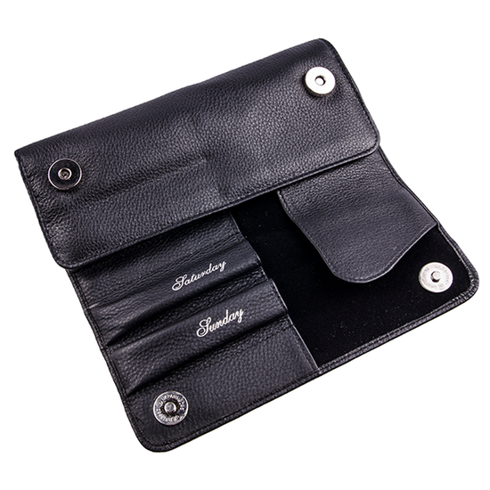 Футляр  для бритв "неделька"  Exporter Solingen, черная кожа