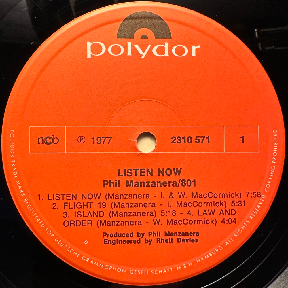 Phil Manzanera / 801 - Listen Now (Скандинавия 1977г.)