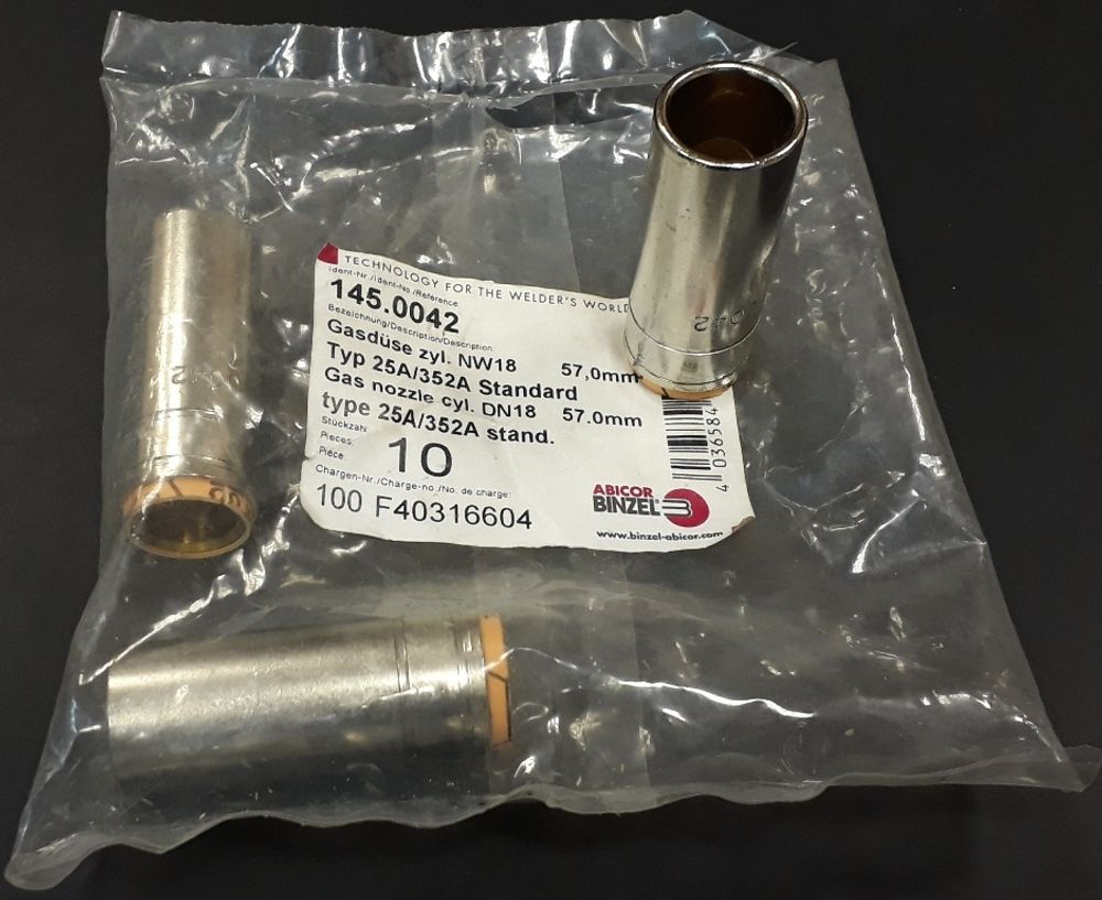 145.0042 Газовое сопло цилиндрическое D18,0/57,0 Abicor Binzel