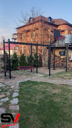 Монтаж уличной шведской стенки Sv Sport Рукоход х 2 (8 вертикальных столбов)