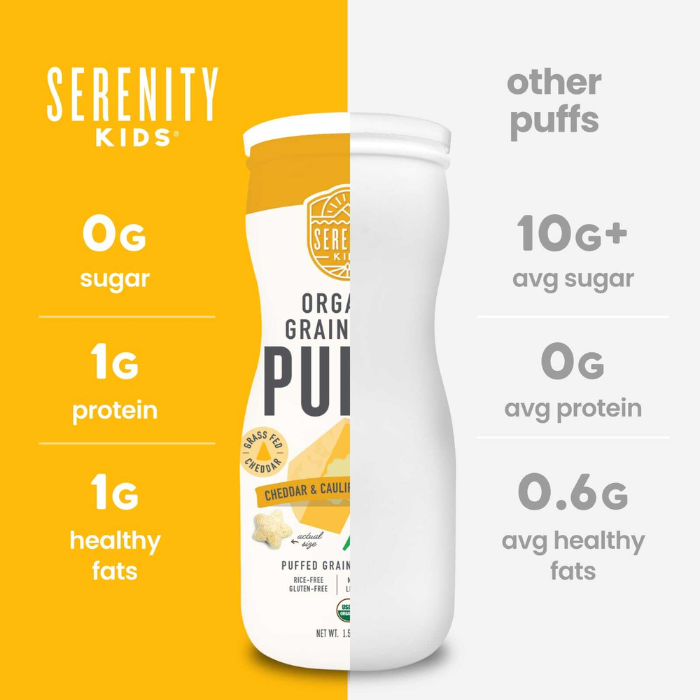 Serenity Kids, беззерновые колечки, чеддер и цветная капуста и шпинат, 42 г (1,5 унции)