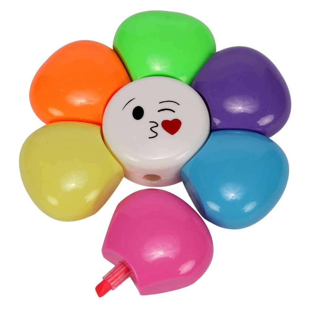 Набор текстовыделителей "Цветок" 6 шт в пакете с подвесом, С-40066