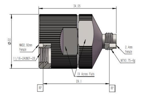 LT-NMD2.92F-2.4F, Коаксиальный переходник NMD 2.92 мм (розетка) / 2.4 мм (розетка)