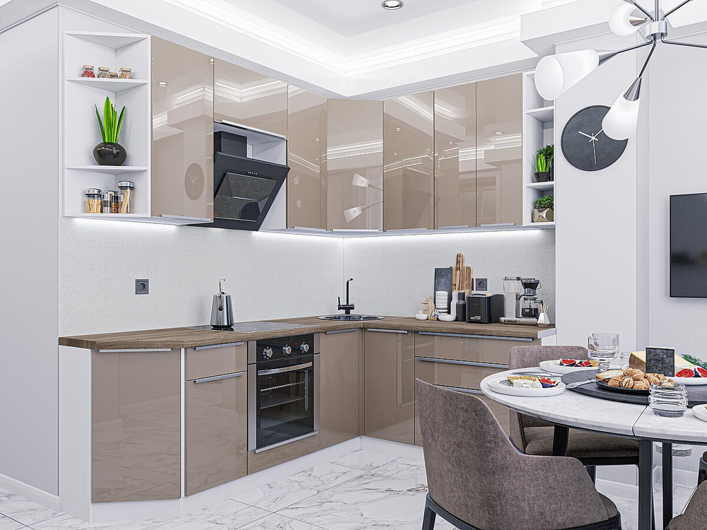 Угловая модульная кухня Фьюжн-04 Gallant - Белый 2340*2200/1800*600