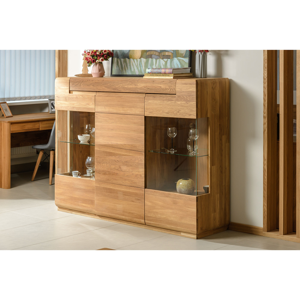 Шкаф с витриной Parma-3 из массива дуба