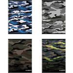 Тетрадь А4, 96 л., BRAUBERG, гребень, клетка, обложка картон, "Military", 404057, 4шт