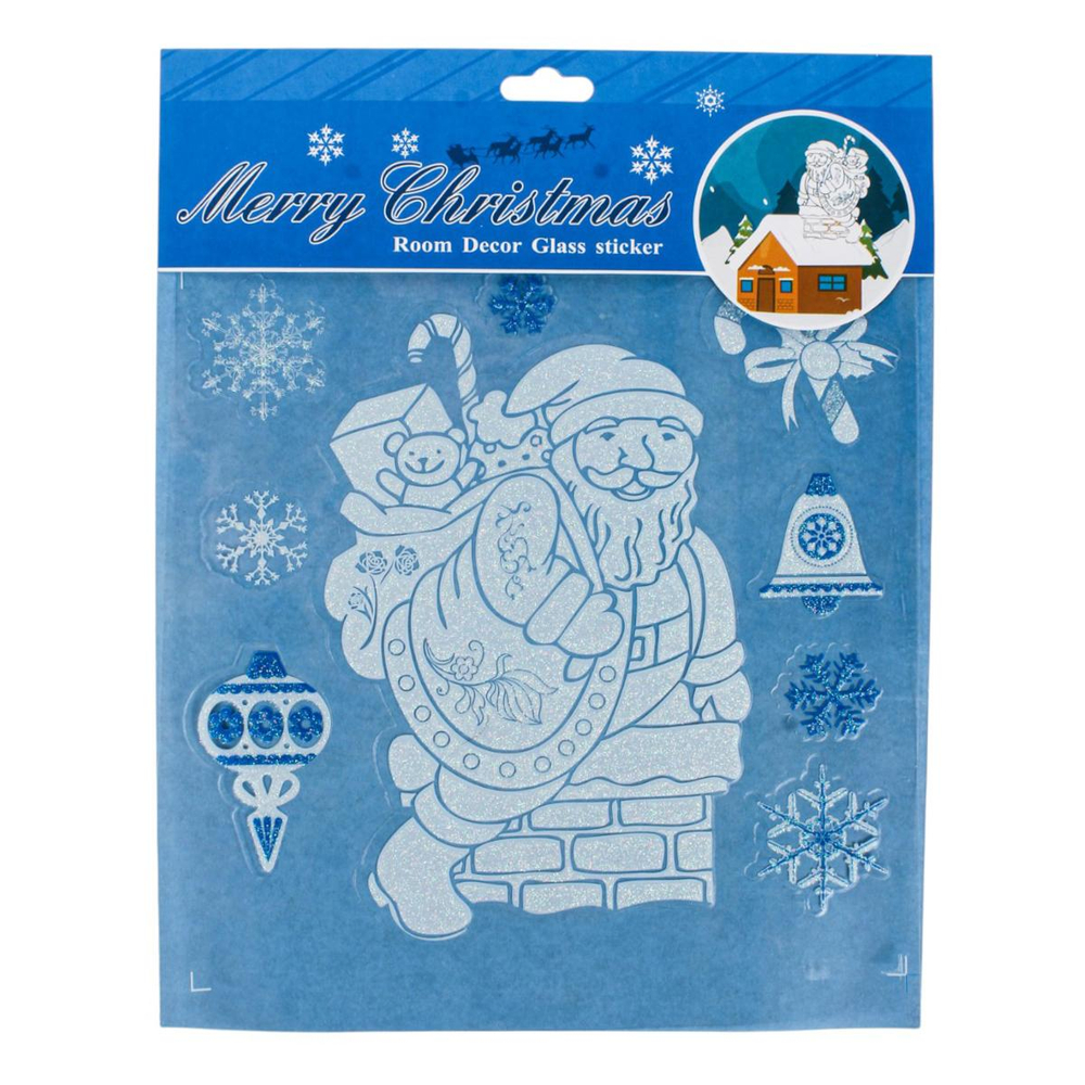 Наклейка новогодняя 21.7*27.6 см, 6 видов микс , пакет