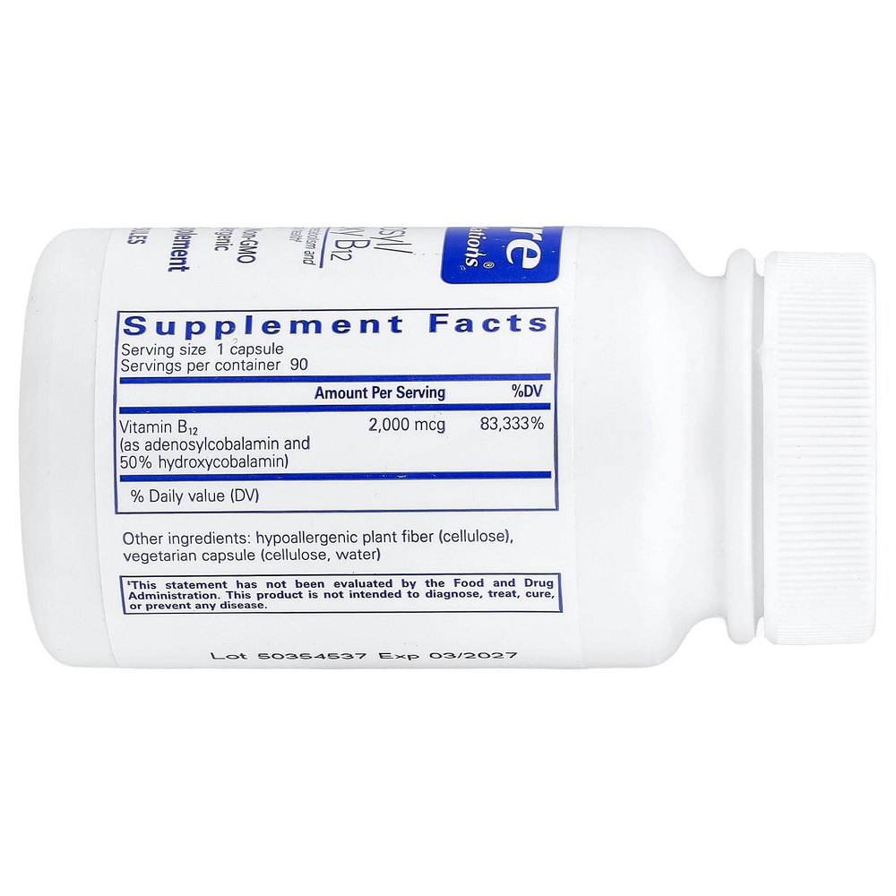 Pure Encapsulations, Adenosyl/Hydroxy B12, 90 Capsules (2,000 mcg per Capsule)